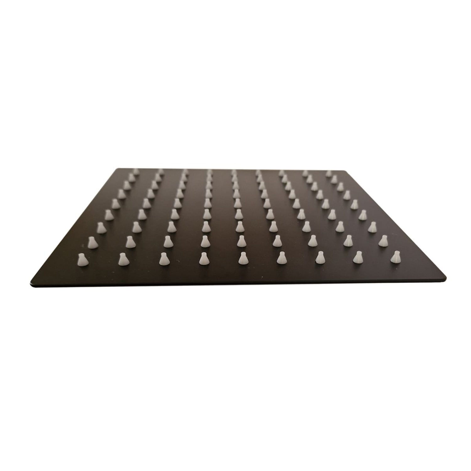 Soffione doccia quadrato nero opaco in ABS, design elegante e resistente