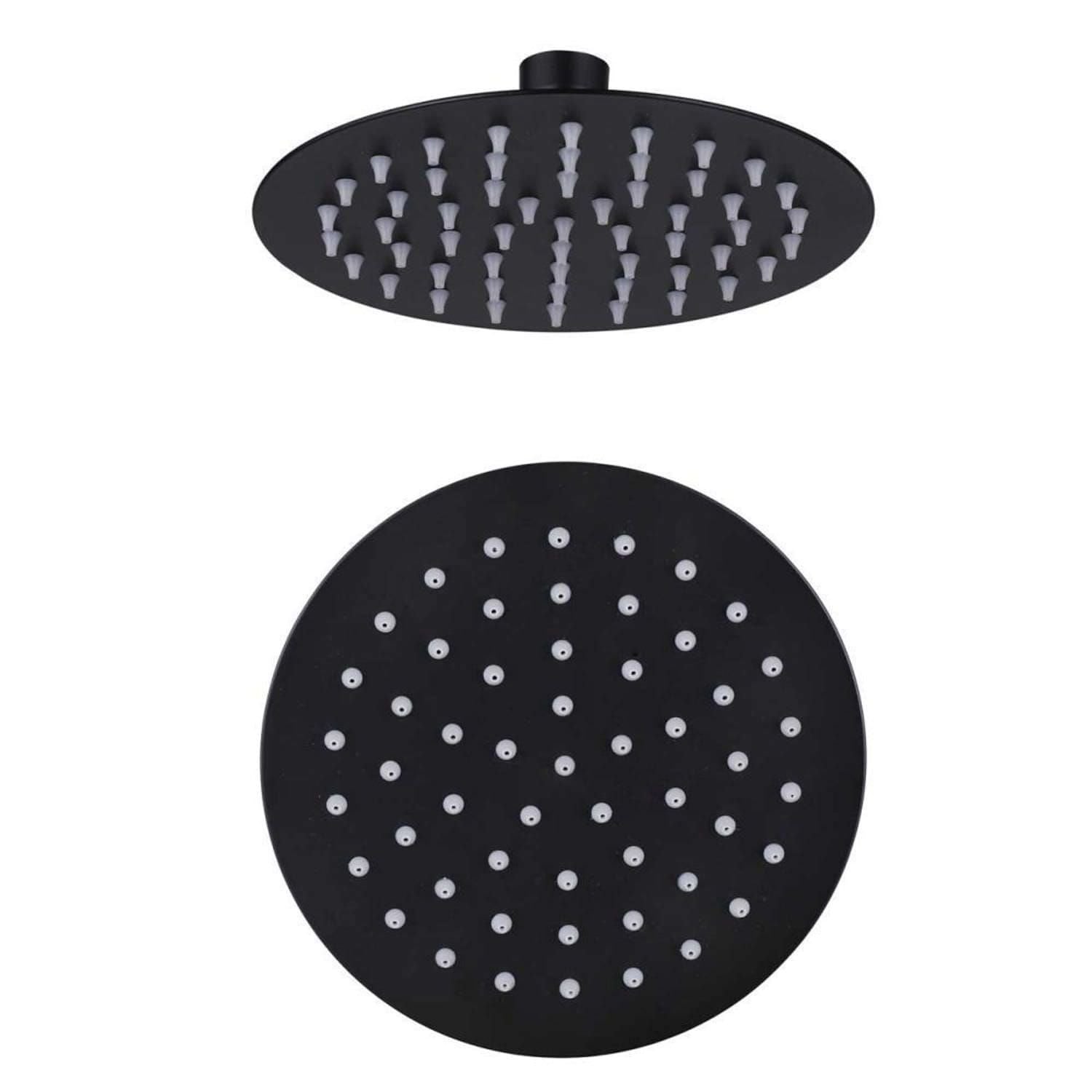 Soffione doccia rotondo nero opaco 8 pollici in acciaio inox