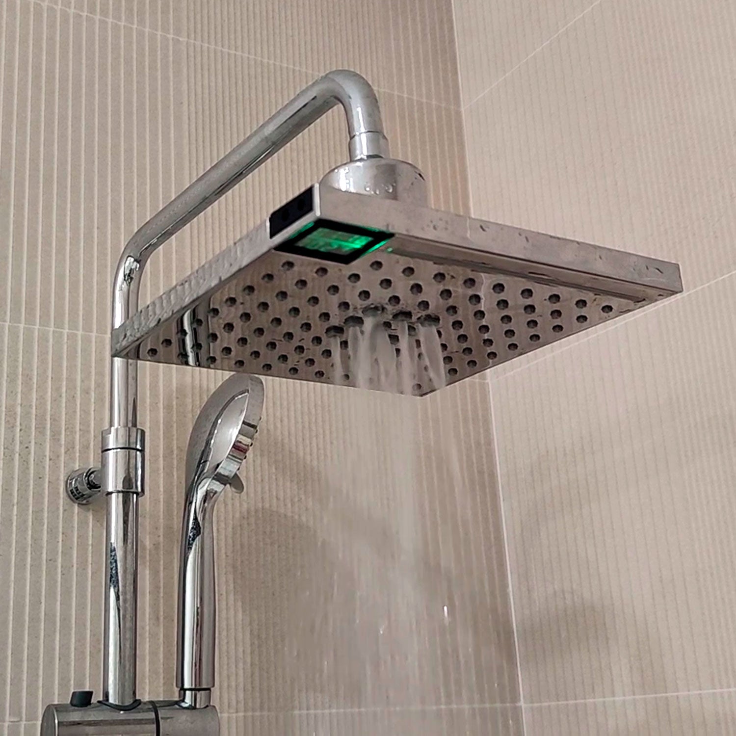 Soffione Doccia Led 5 Sined Design Elegante Materiali Resistenti 3 Funzioni Getto Sensore Infrarossi Termometro Lcd Acquista Ora