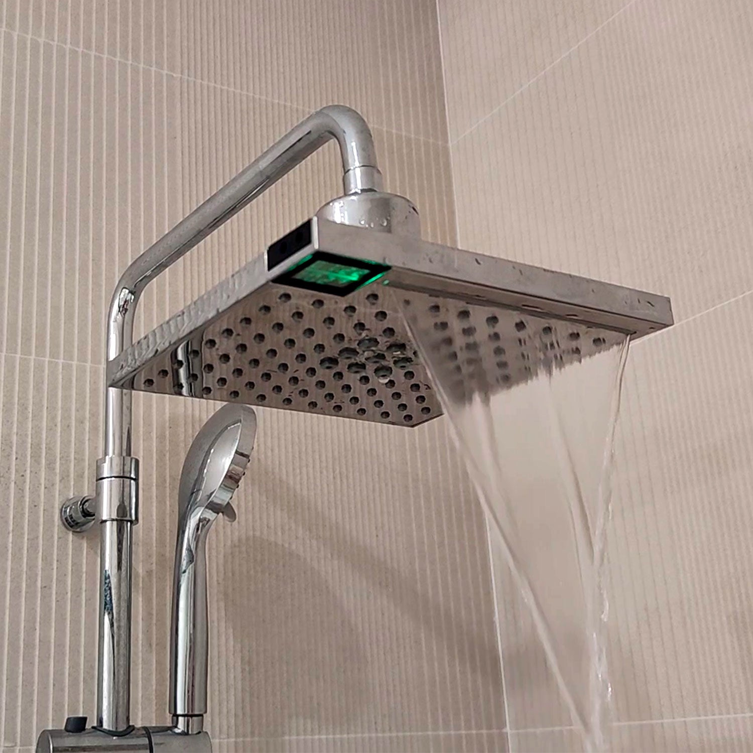 Soffione Doccia Led 5 Sined Design Elegante Materiali Resistenti 3 Funzioni Getto Sensore Infrarossi Termometro Lcd Acquista Ora