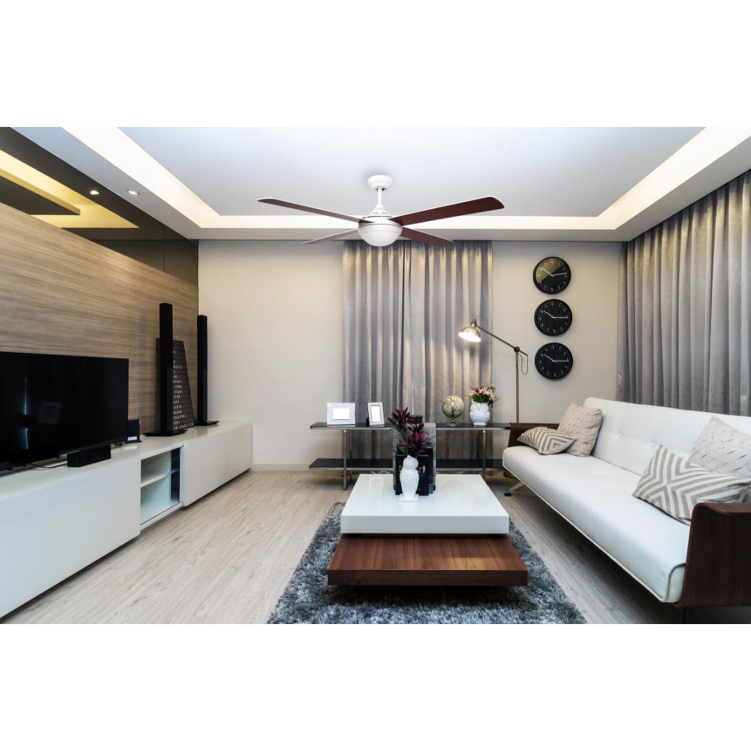 Ventilatore Soffitto Bianco con Luci e Telecomando