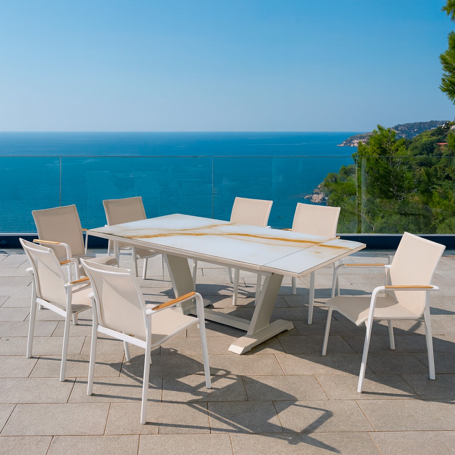 Tavolo da giardino allungabile in travertino - Eleganza e resistenza, acquista ora!