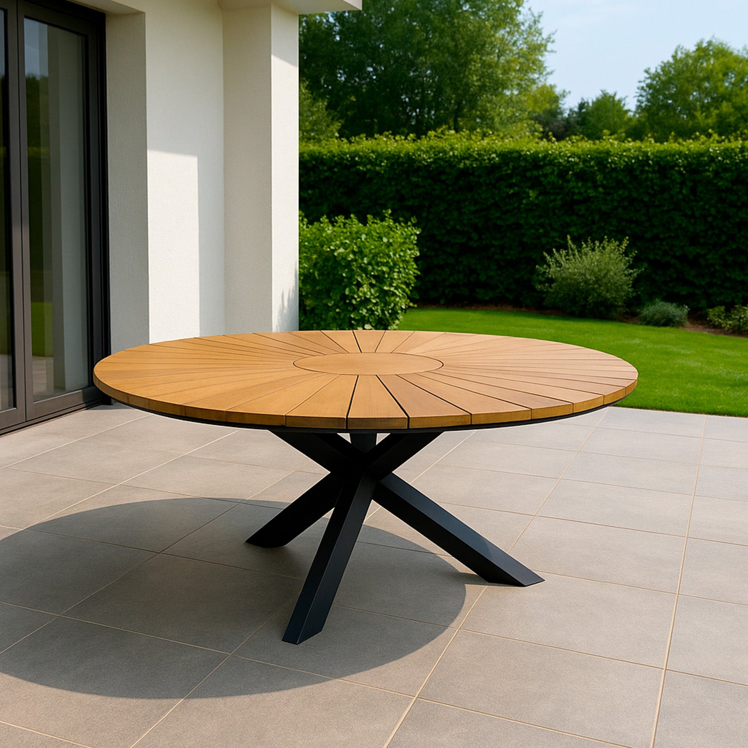 Tavolo da giardino rotondo superga in teak eleganza e qualita
