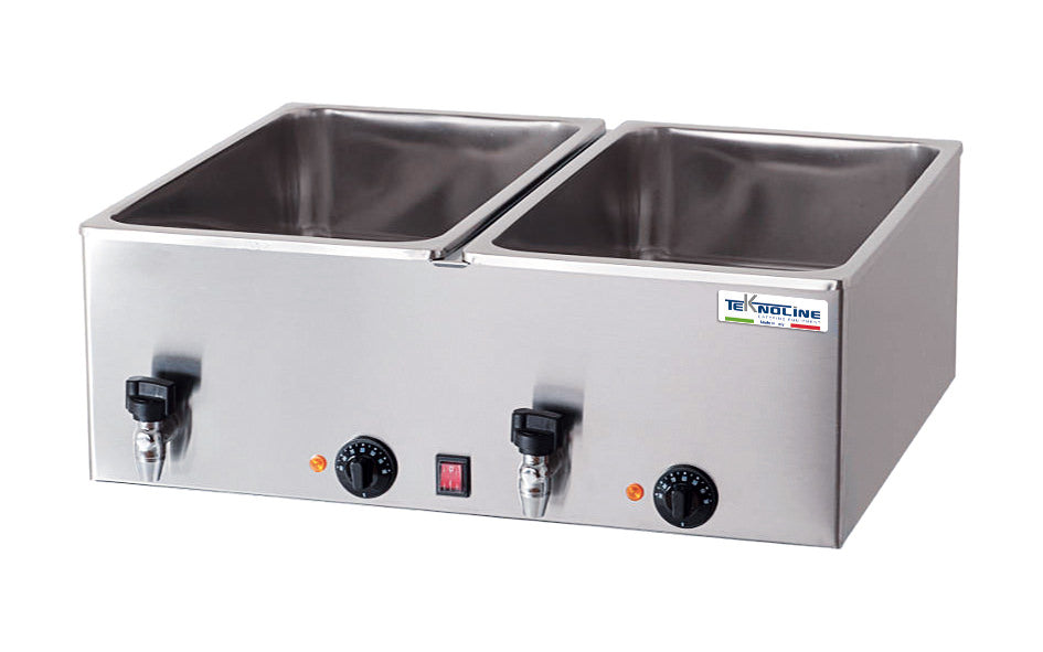 Bagnomaria doppio in acciaio inox con rubinetto, design elegante e funzionale