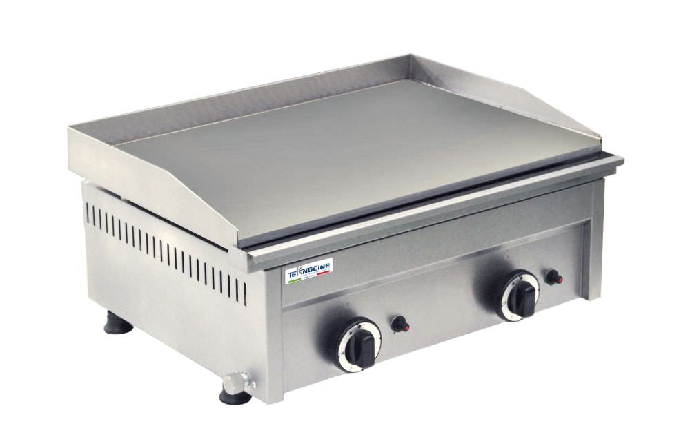 Fry top a gas professionale Teknoline FRT2G-L: design elegante, materiali di alta qualità e durata. Ideale per uso privato e professionale. Acquista ora con spedizione veloce e garanzia post-vendita!