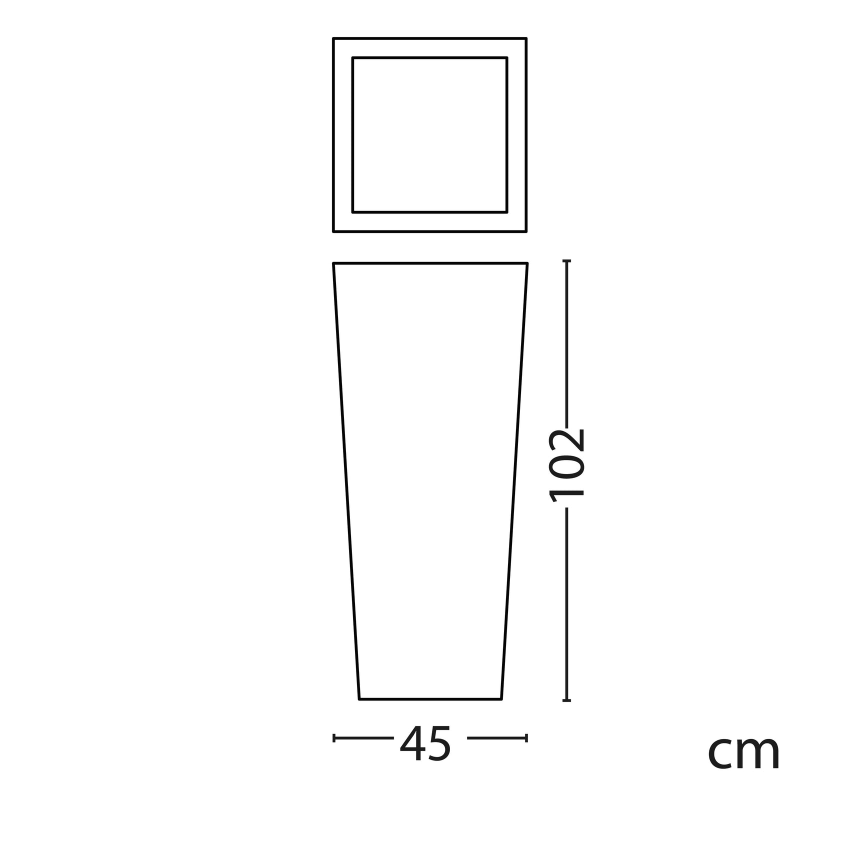 Vaso Luminoso Quadrato 102 cm in Polietilene con Telecomando