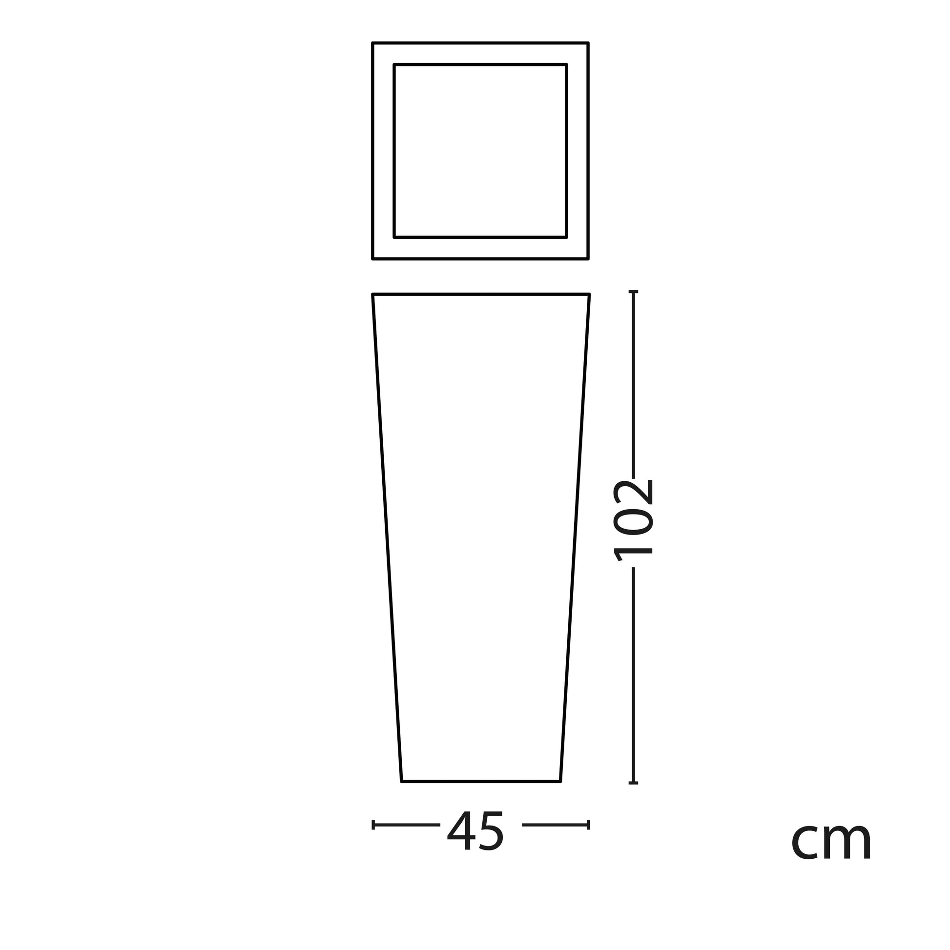Vaso Luminoso Quadrato 102 cm in Polietilene con Telecomando